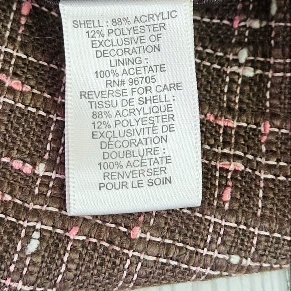 Rebecca Taylor Tweed and Bow Mini Skirt in Brown and Pink Plaid Size 2 - Picture 7 of 10